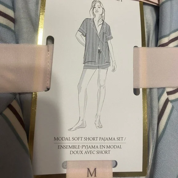 Victoria's Secret Light Blue & White Striped Short Pajama Set - Picture 3 of 3